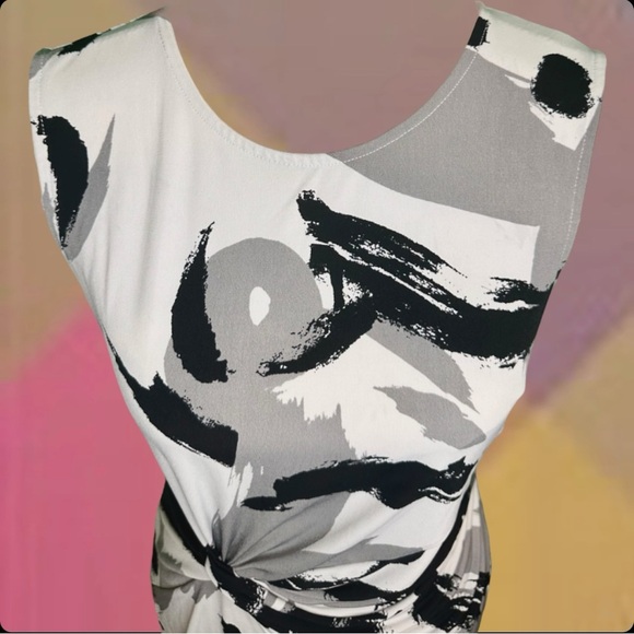 DKNY Side-Knot Shell Sleeveless Top in “Brushstroke Grey” Size Small - Picture 3 of 10